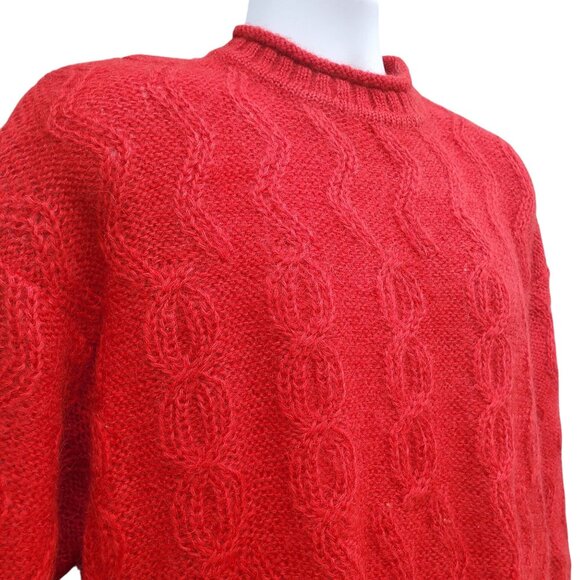 Vintage Esprit Mens Red Mohair Sweater Oversize Pullover 3XL 4XL Cable Knit 90s - Picture 10 of 10
